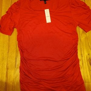 White House black market red ruched tunic